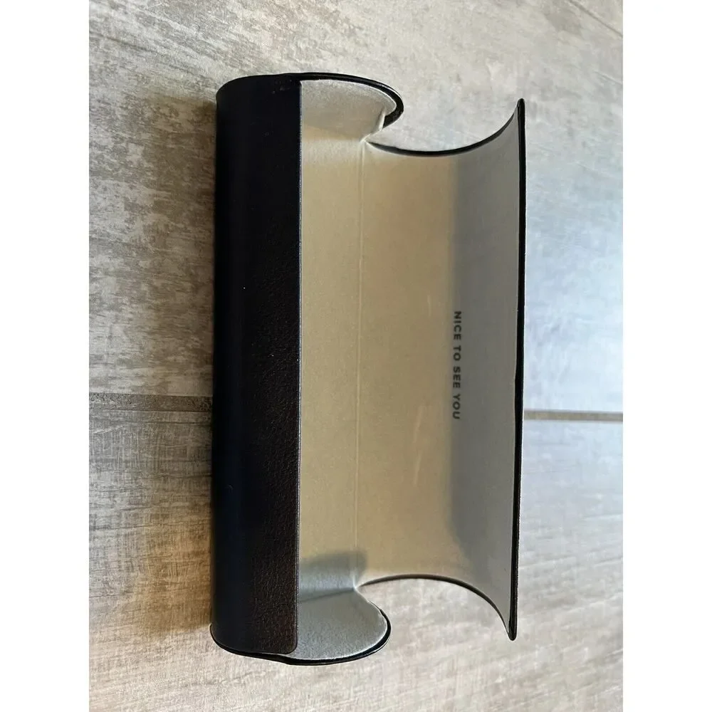 Warby Parker Eyeglass Hard Case Flip Navy Blue Pebbled Faux Leather Magnetic